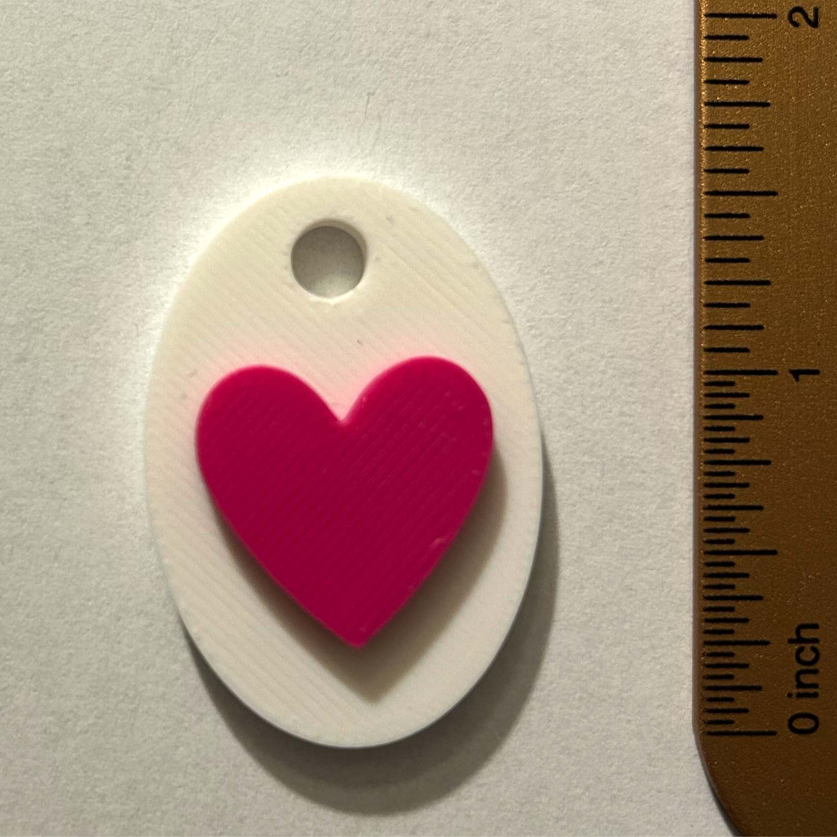 Heart-shaped 3D-printed keychain (white)