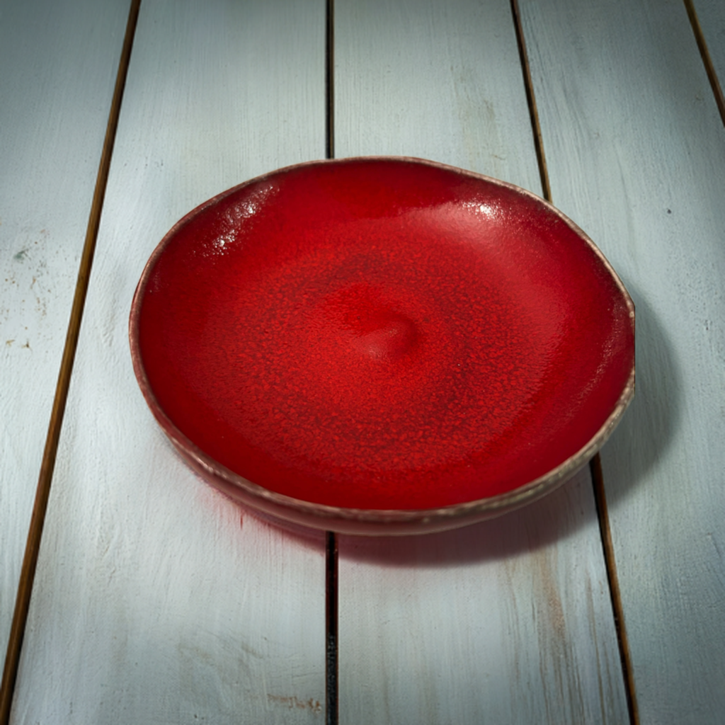 Handcrafted Decorative Plate, red