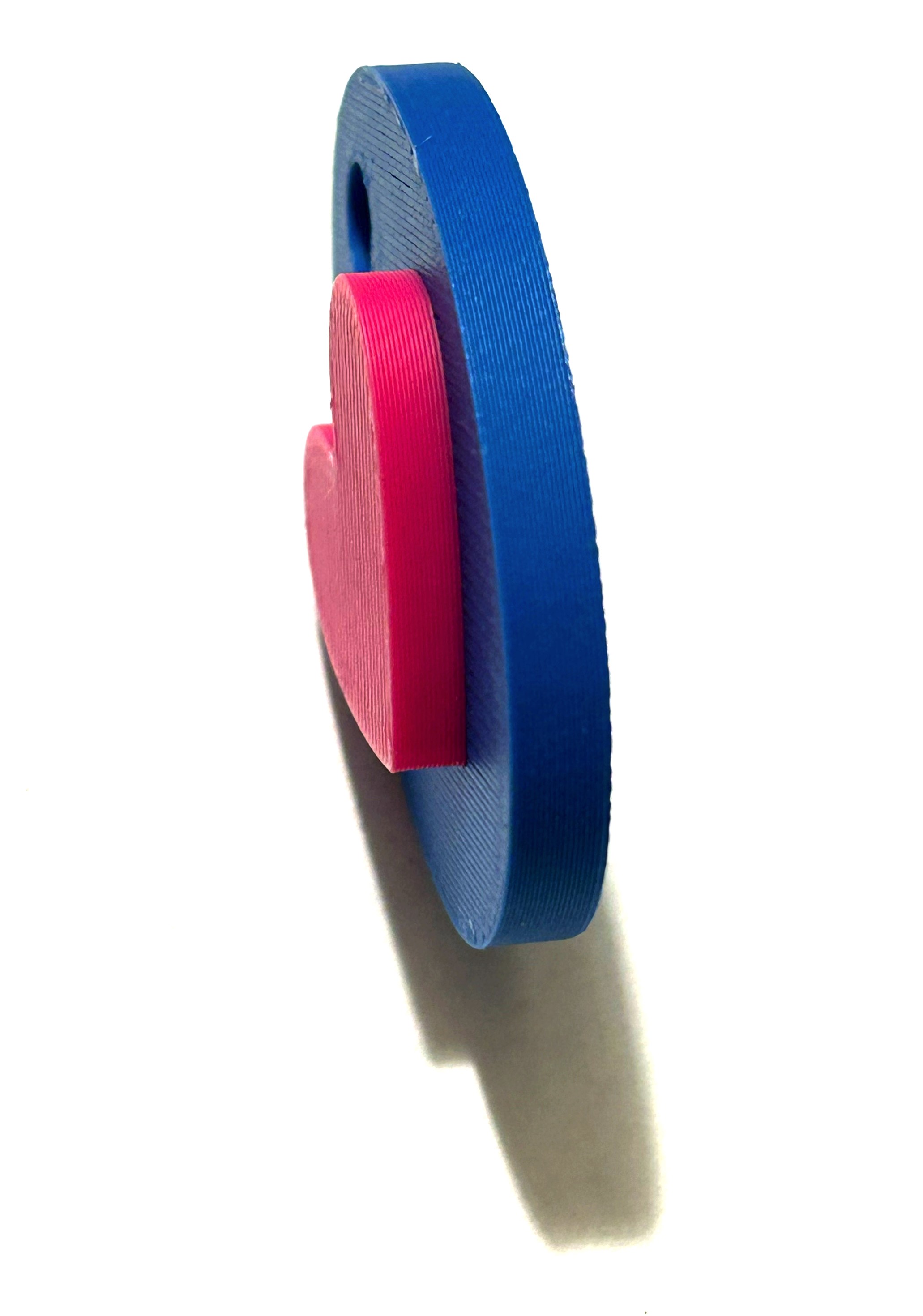 Heart-shaped 3D-printed keychain (blue)
