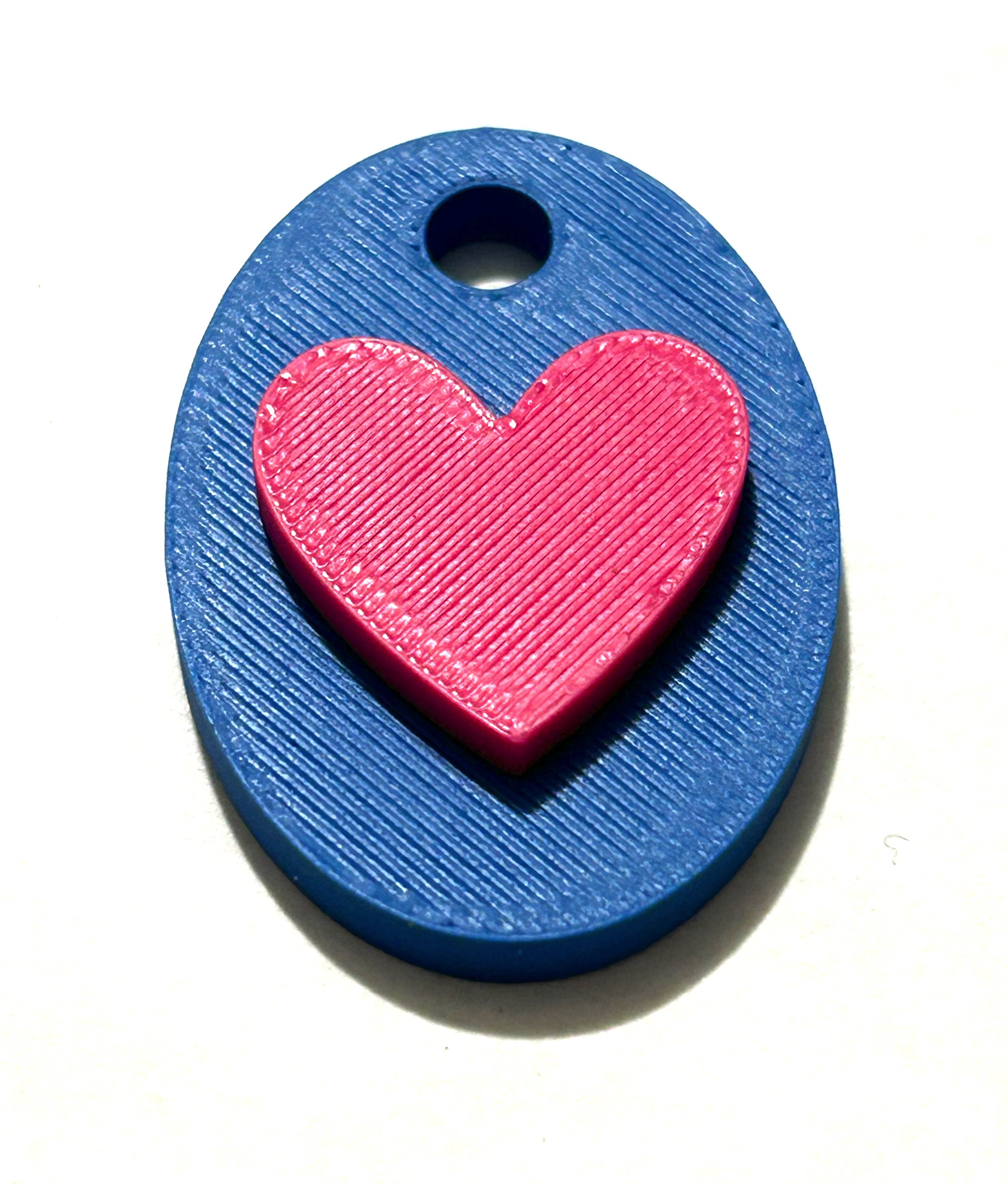 Heart-shaped 3D-printed keychain (blue)