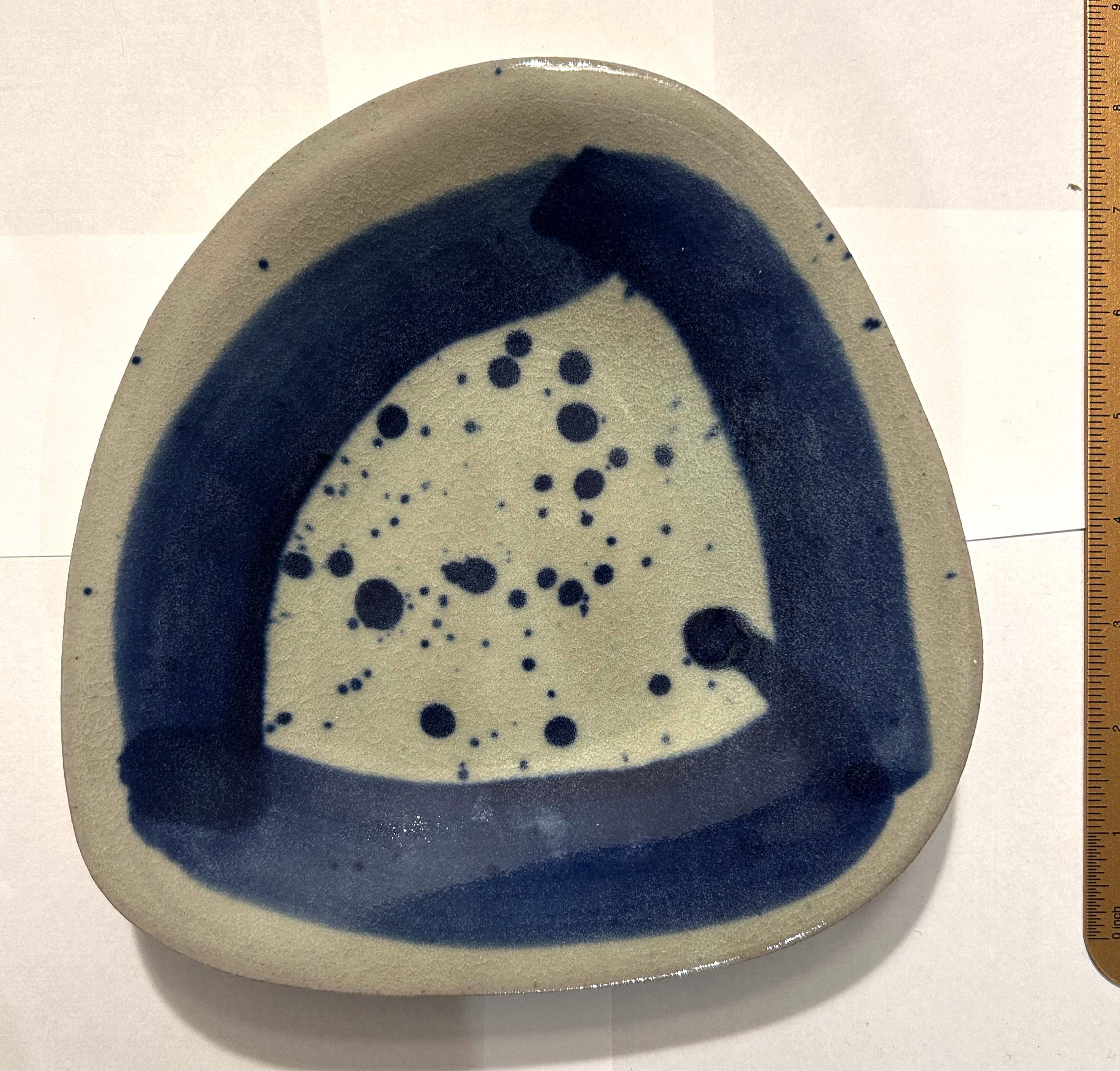 Handcrafted Ceramic Plate – Blue Abstract Design