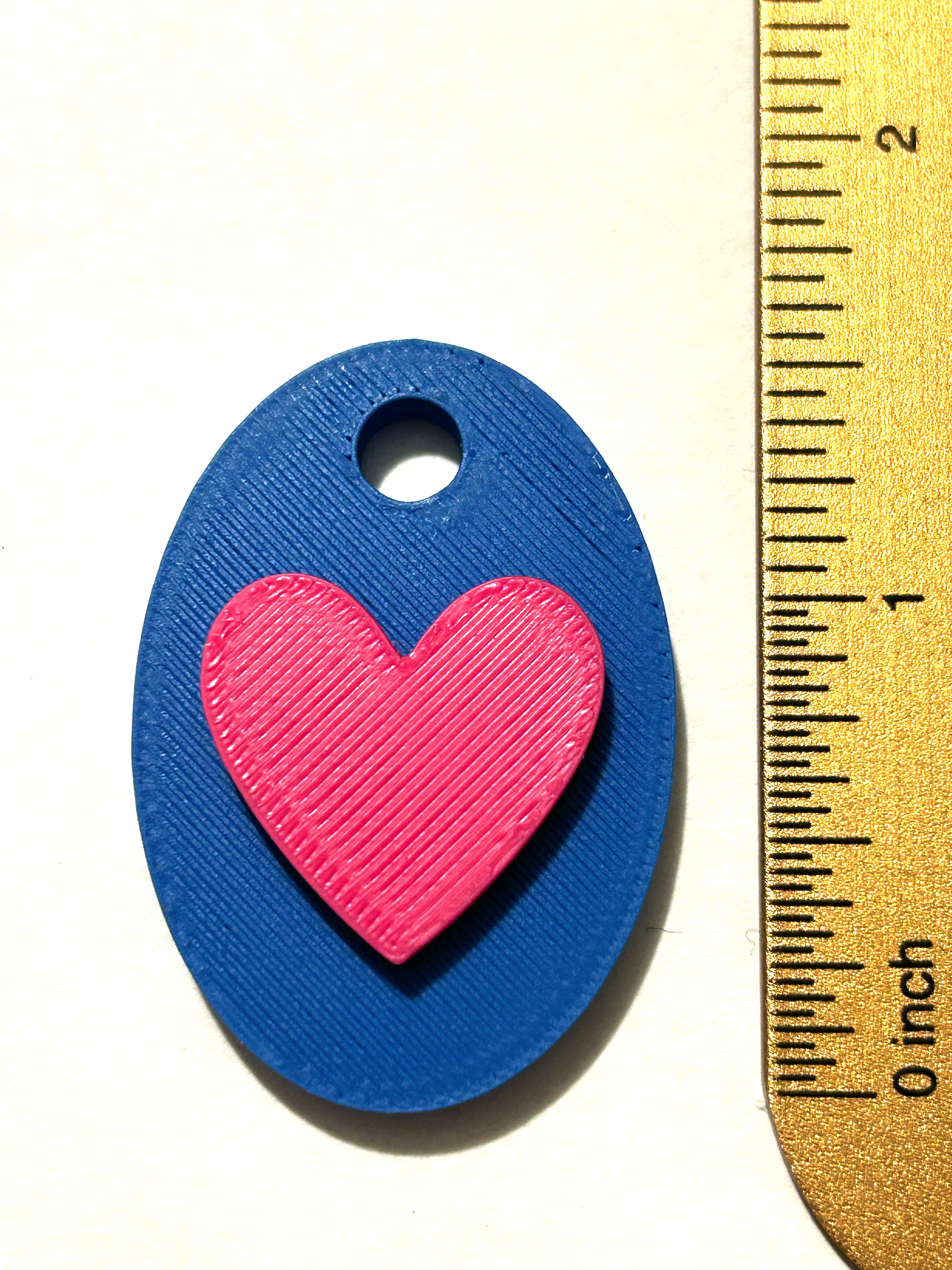 Heart-shaped 3D-printed keychain (blue)